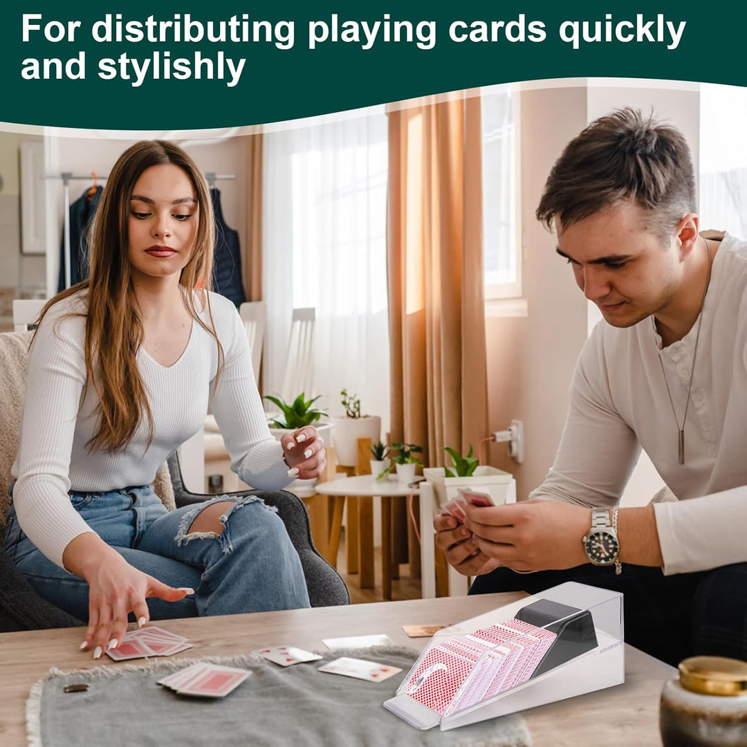 Blackjack Dealing Shoe, Clear Acryl Kartenschlitten für Spielkarten, Kartenspender Kartenmischmaschi