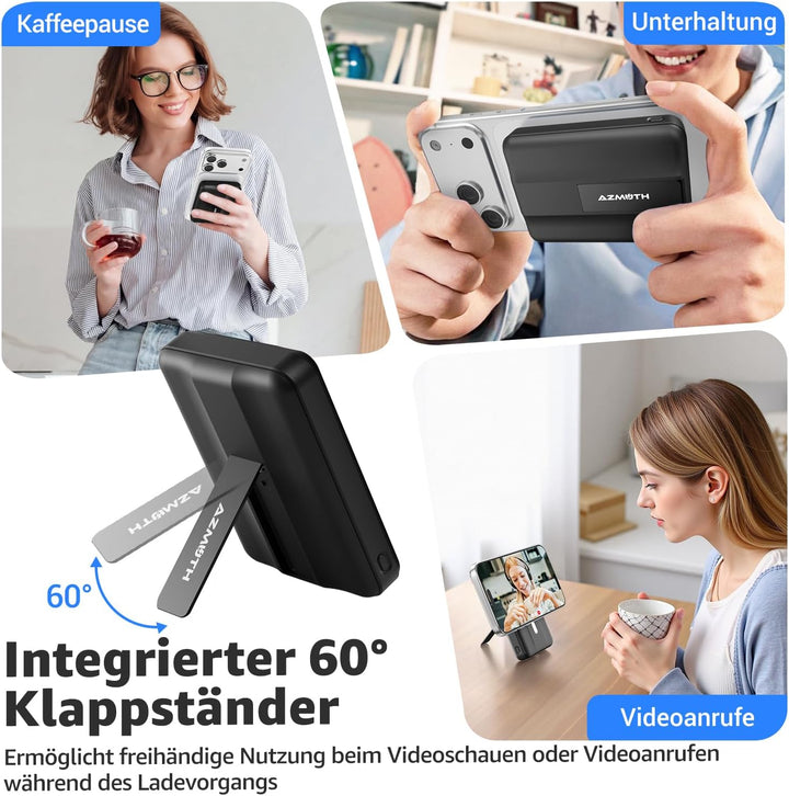 Magnetische Wireless Powerbank 10000mAh, Kompatibel mit MagSafe, Tragbare 15W Kabelloses Schnelllade