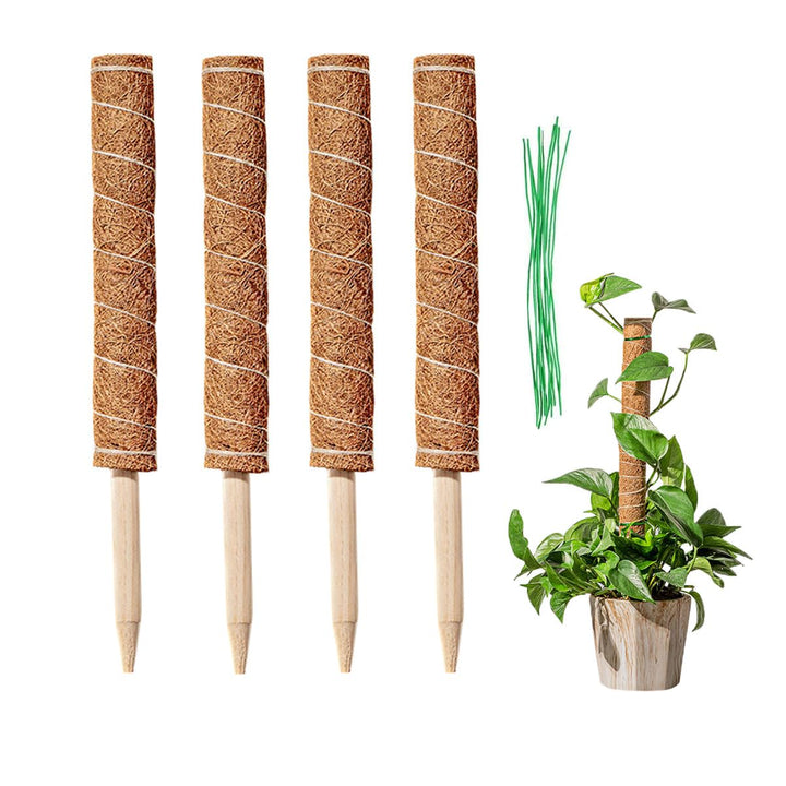4 Stück Pflanzstab Kokos, 40cm Moosstab für Monstera, Moss Pole, Verlängerbar Coir Moss Stick,Prakti