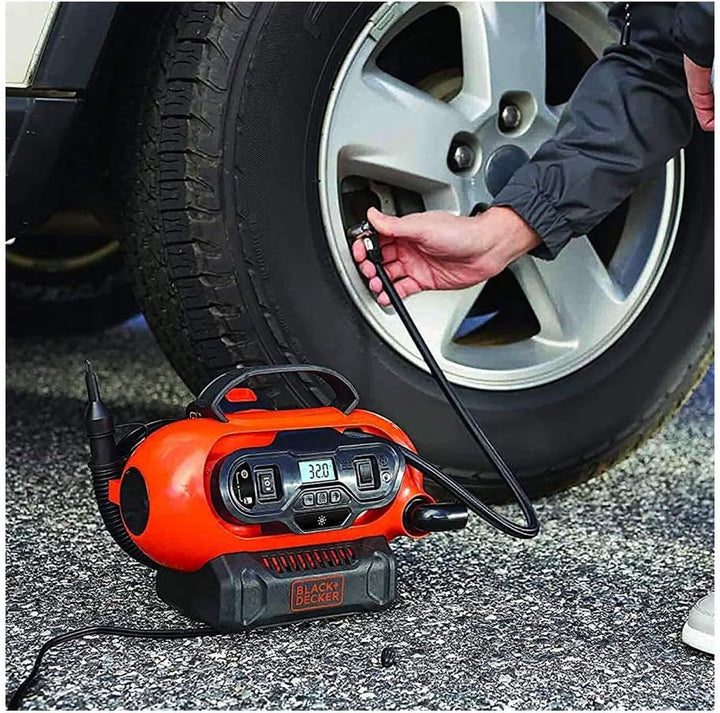 BLACK+DECKER Druckluft Kompressor Flüsterkompressor Akku Luftpumpe 11 Bar (mögliche Stromquelle: 12V