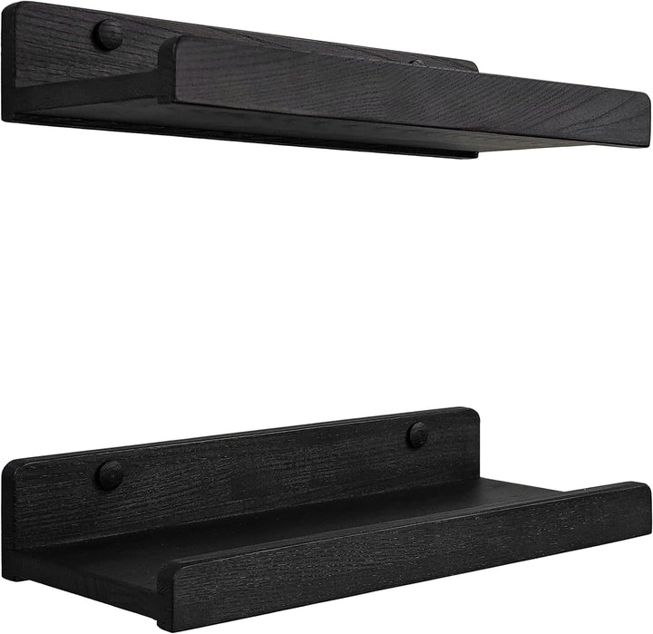 Handgearbeitet Wandregal Schwarz 30 cm, Regal Wand Holz 2er-Set, Hängeregal Wandhalterung Regalbrett