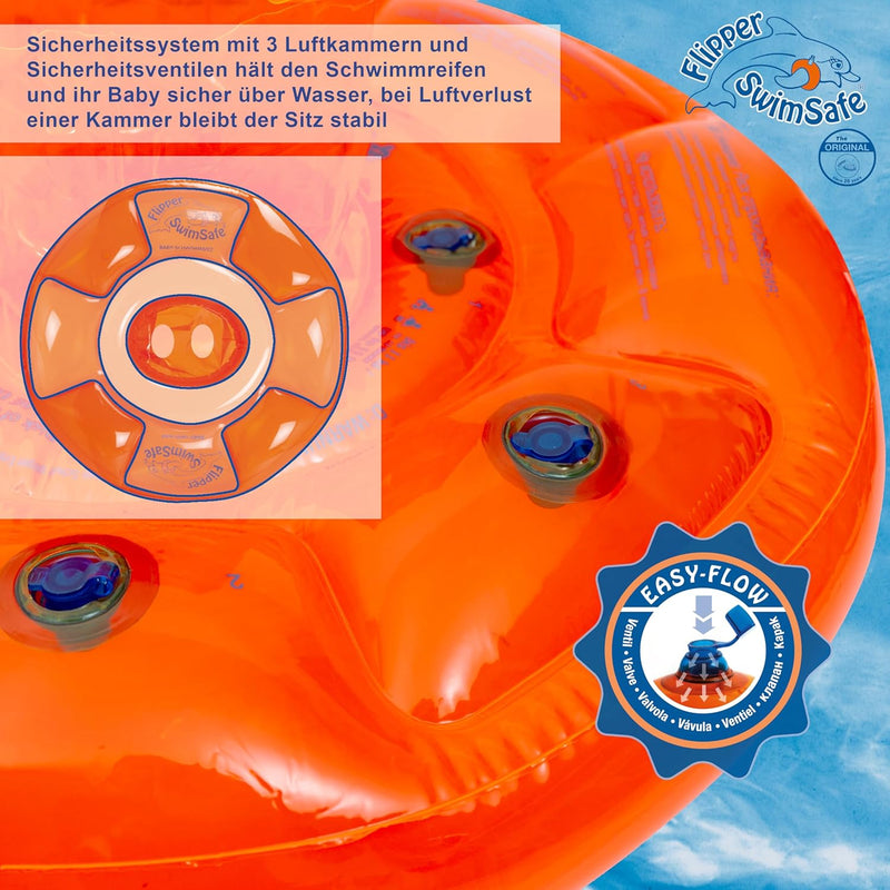 Flipper SwimSafe 1040 - Schwimmsitz für Babys ab 3 Monaten, Schwimmhilfe mit 3 Luftkammern und ohne