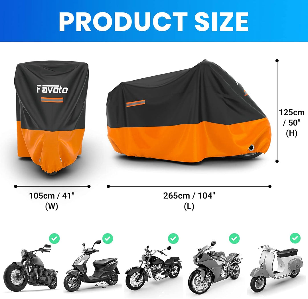 Favoto Verbesserte Version Wasserdicht Motorradabdeckung Motorrad Abdeckplane Outdoor Motorradgarage