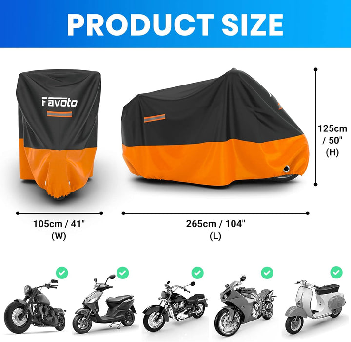 Favoto Verbesserte Version Wasserdicht Motorradabdeckung Motorrad Abdeckplane Outdoor Motorradgarage