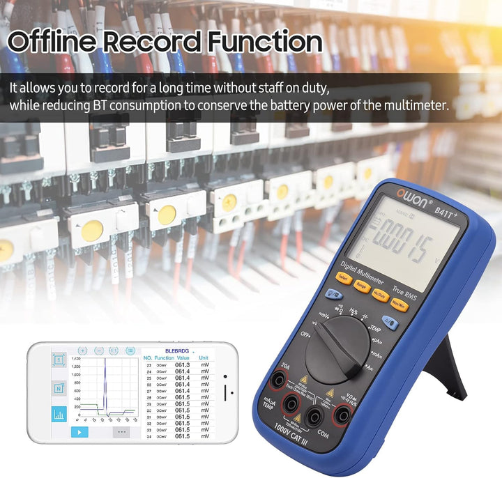 KKnoon B41T+ Digitales BT-Multimeter mit Offline-Aufzeichnung 22000 Counts True RMS Auto-Ranging Ele