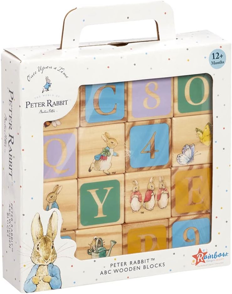 Rainbow Designs Official Peter Rabbit Wooden Building Blocks - Early Development Activity Toys for T