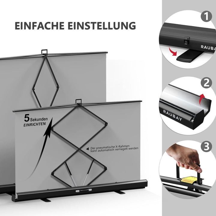 【Breiterer Stil】 RAUBAY 200x200cm Grosser zusammenklappbarer Grau Hintergrund Gray Screen, tragbarer