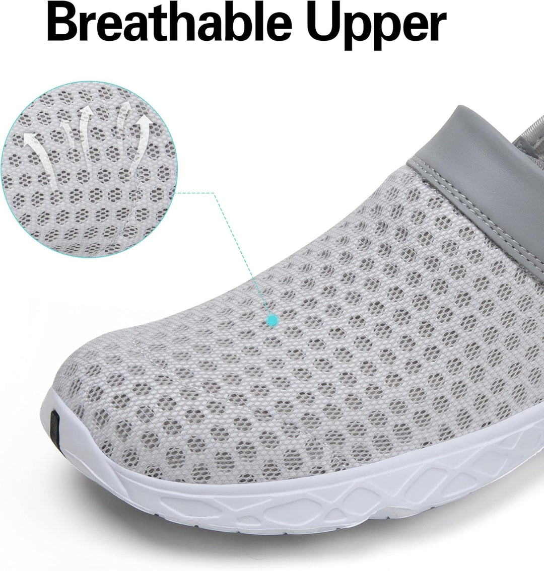 SAGUARO Unisex Clogs Sommer Hausschuhe Leicht Gartenschuhe Gr. 36-48 41 EU Weiss Grau, 41 EU Weiss G