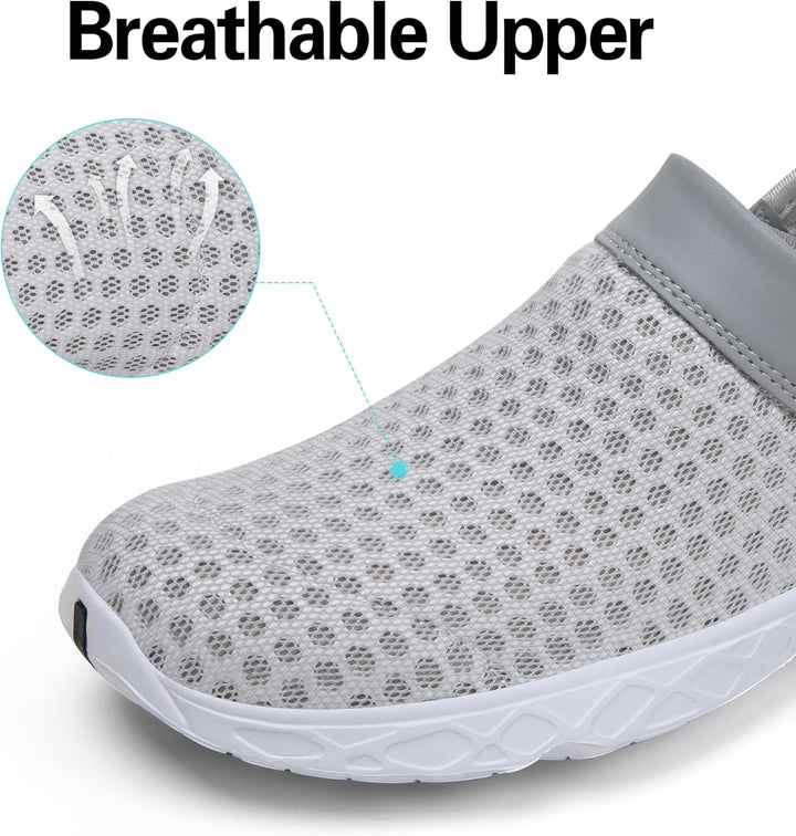 SAGUARO Unisex Clogs Sommer Hausschuhe Leicht Gartenschuhe Gr. 36-48 42 EU Weiss Grau, 42 EU Weiss G