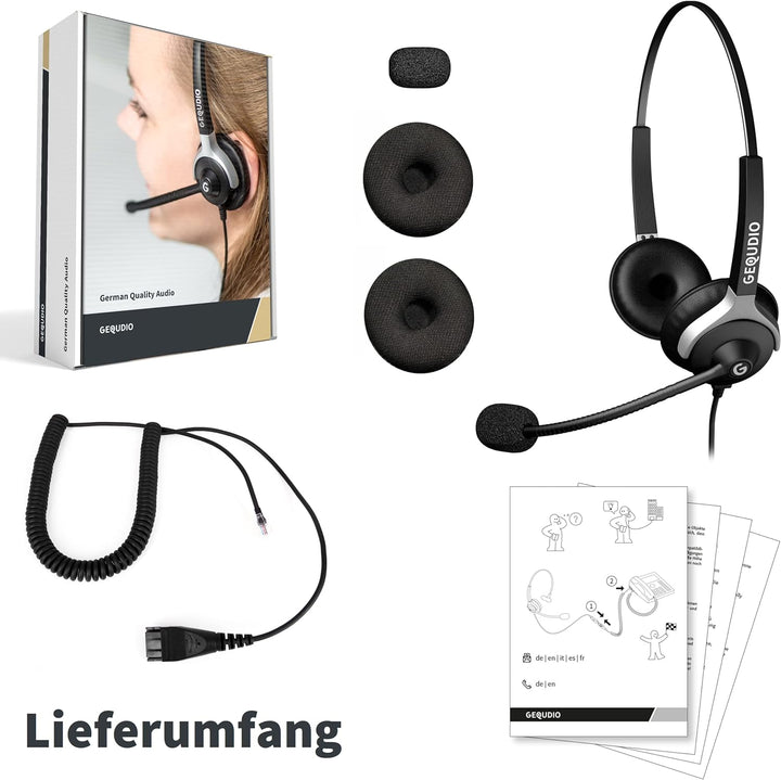 GEQUDIO Headset kompatibel mit Unify OpenStage 30 40 80 80 und OpenScape Serie Telefon - inklusive R