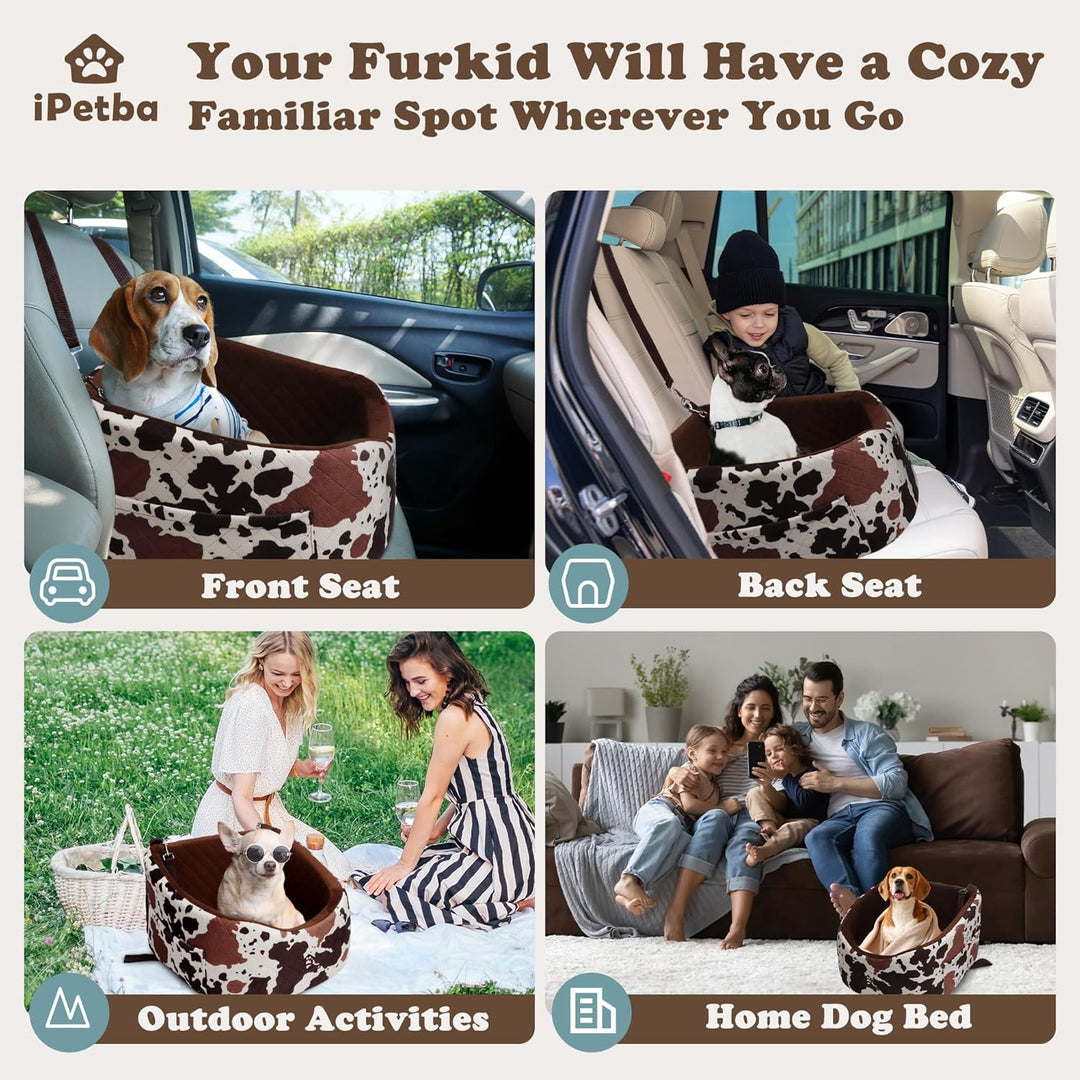 Hunde Autositz für Kleine Hunde – Crash-Schutz, Anti-Rutsch, Schützt Autoinnenraum, Abnehmbar & Wasc