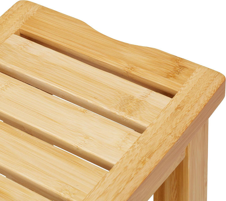Relaxdays Badhocker Bambus, HxBxT: 45,5 x 48 x 25 cm, Traglast: 150 kg, Antirutsch-Füsse, Sitzhocker