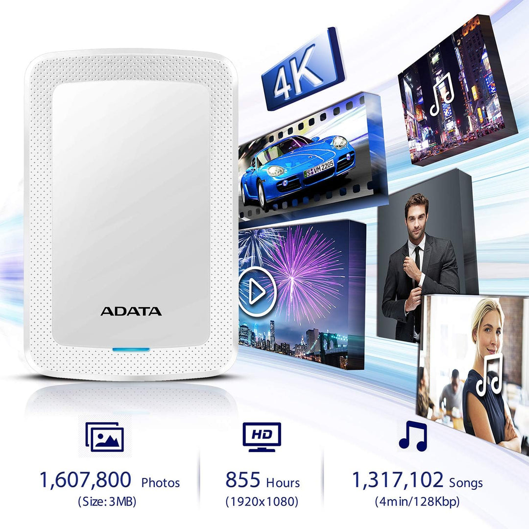 ADATA HV300 - 1 TB, externe Festplatte mit USB 3.2 Gen.1, weiss, 1TB 1TB weiss, 1TB weiss