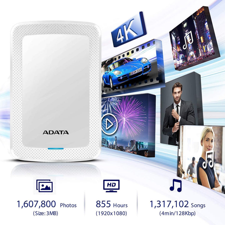 ADATA HV300 - 1 TB, externe Festplatte mit USB 3.2 Gen.1, weiss, 1TB 1TB weiss, 1TB weiss