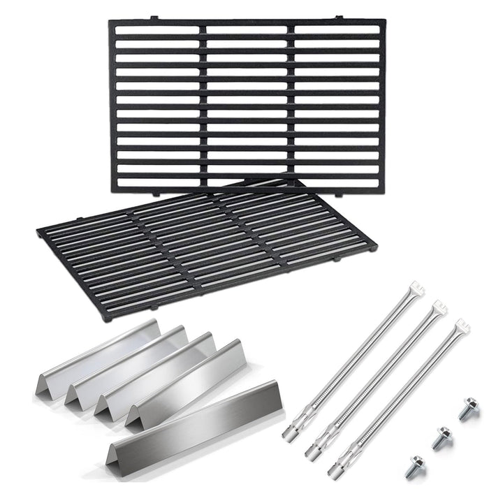 GFTIME 49,5 x 32,5cm 7524 Grillrost Gusseisen,62752 Brenner,Flavorizer Bars 7620,für Weber Genesis E
