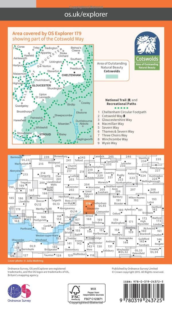 Gloucester, Cheltenham and Stroud (OS Explorer Map, Band 179), Karte