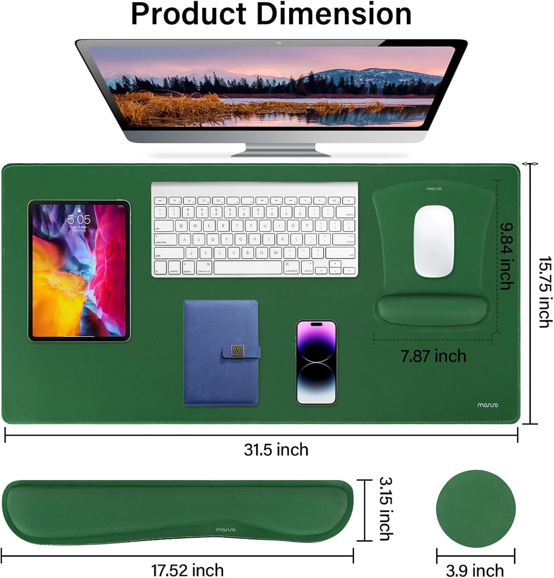 MOSISO Schreibunterlage Matte Tastatur Mauspad Set, 4-in-1 Ergonomisches Mousepad&Tastatur Handgelen