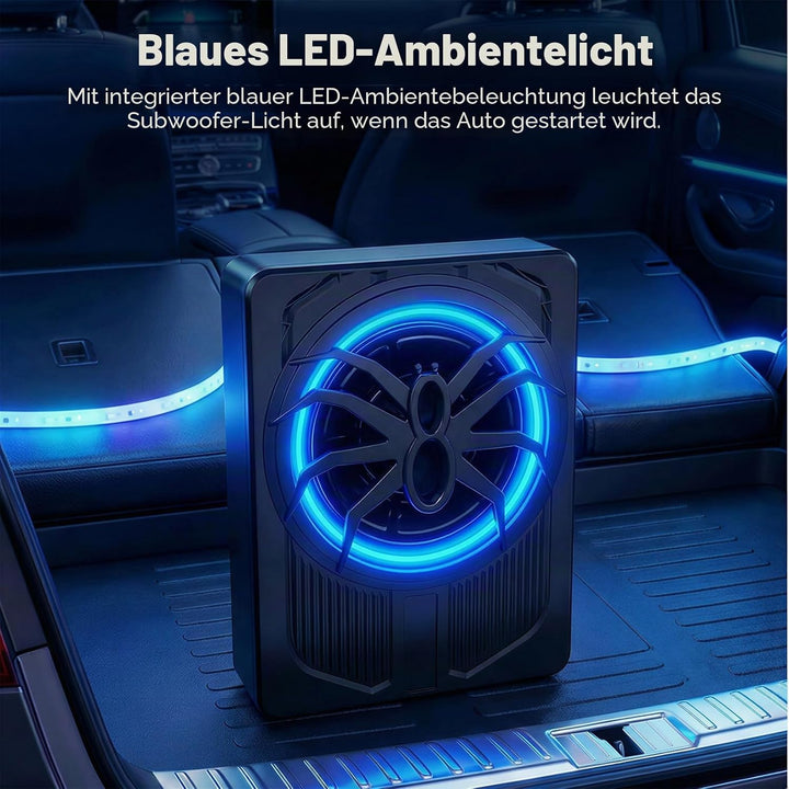OiLiehu Untersitz Auto Subwoofer 1000W, 10" Schlanker Auto Subwoofer mit Stereo-Surround-Sound, Inte