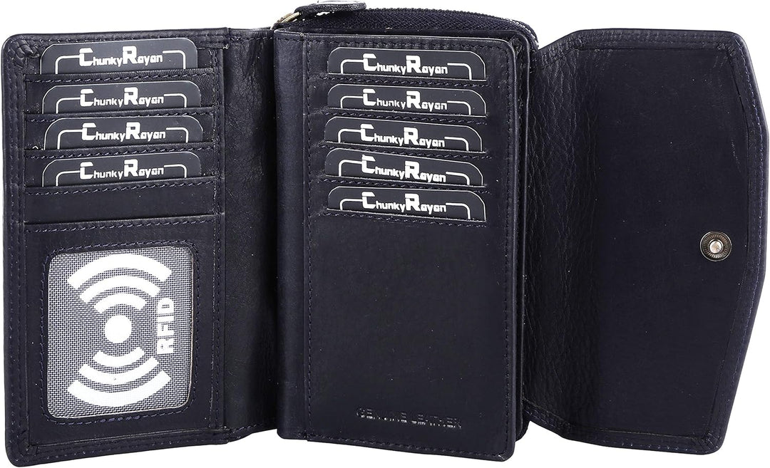Chunkyrayan Echtleder Damen Geldbörse Hochwertig Vintage RFID Schutz inklusive Leder Schlüsselanhäng