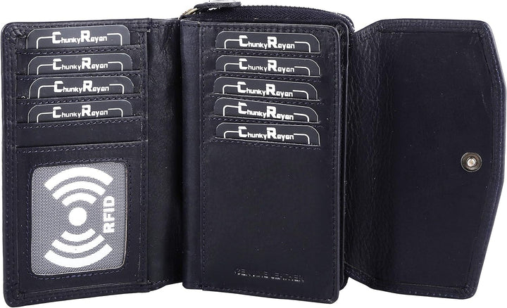 Chunkyrayan Echtleder Damen Geldbörse Hochwertig Vintage RFID Schutz inklusive Leder Schlüsselanhäng