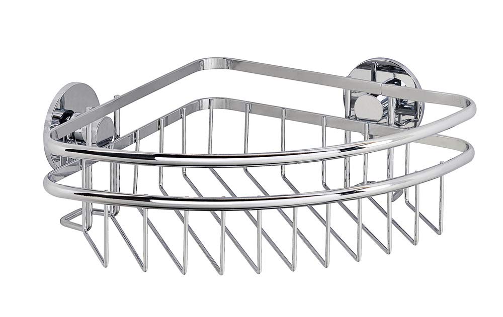 WENKO Express-Loc® Eckablage Cali - Eckregal, Eckwandablage, Befestigen ohne bohren, Edelstahl rostf