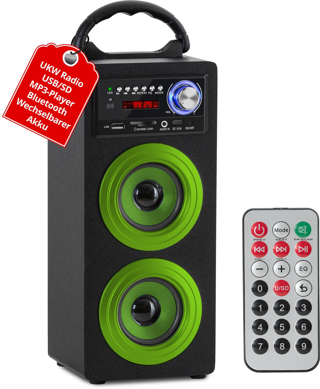 McGrey BS-20 Beachside Bluetooth Akku-Lautsprecher - Tragbare Musikbox mit Bluetooth, FM-Radio, USB/