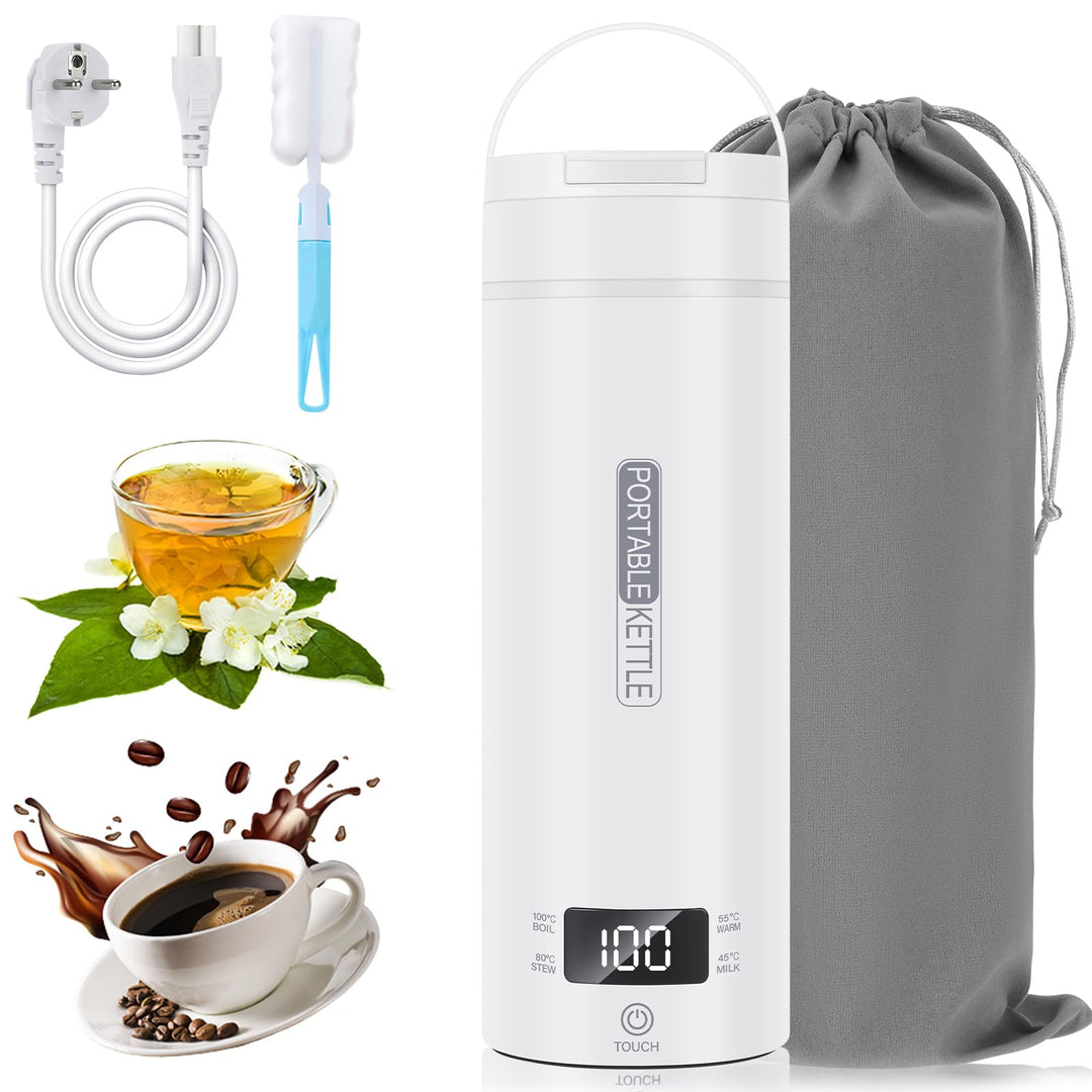 Mkitnvy Elektrischer Reisewasserkocher Klein 500ML, Tragbarer Elektrischer Wasserkochers, 304 Edelst