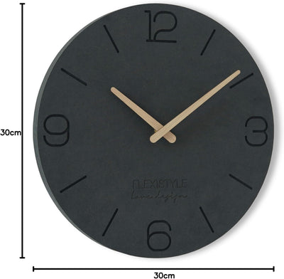 FLEXISTYLE Wanduhr ohne tickgeräusche ECO 30cm, Wohnzimmer, Schlafzimmer, in Europa hergestellt (Sch