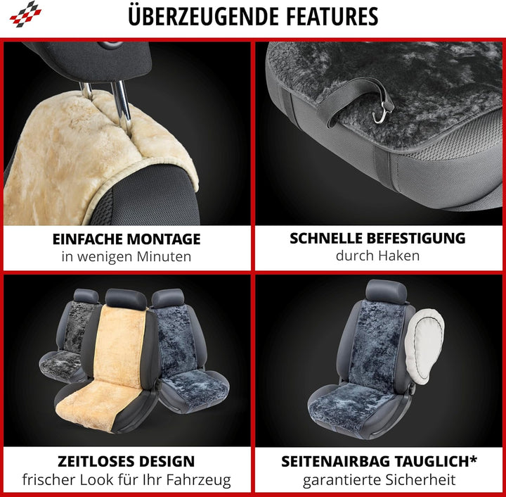 Walser Lammfell Sitzauflage Cosmo, 100% Lammfell Autositz Sitzauflage, Sitzauflage Lammfell, Sitzauf