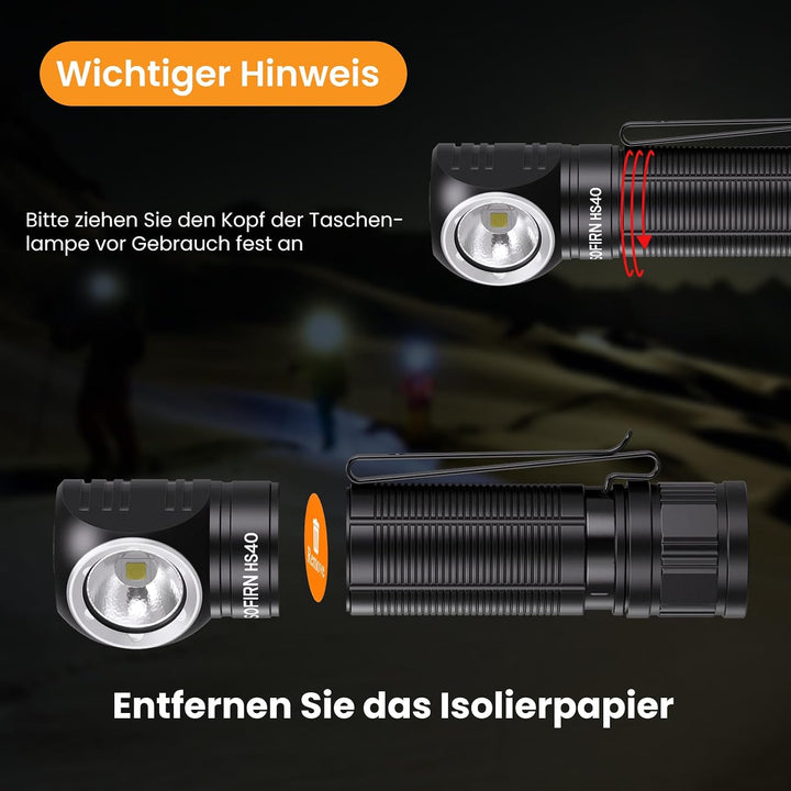 Sofirn HS40 Led Kopflampe mit 2000 Lumen, Typ C Charge Led Stirnlampe Taschenlampe mit 8 Helligkeits