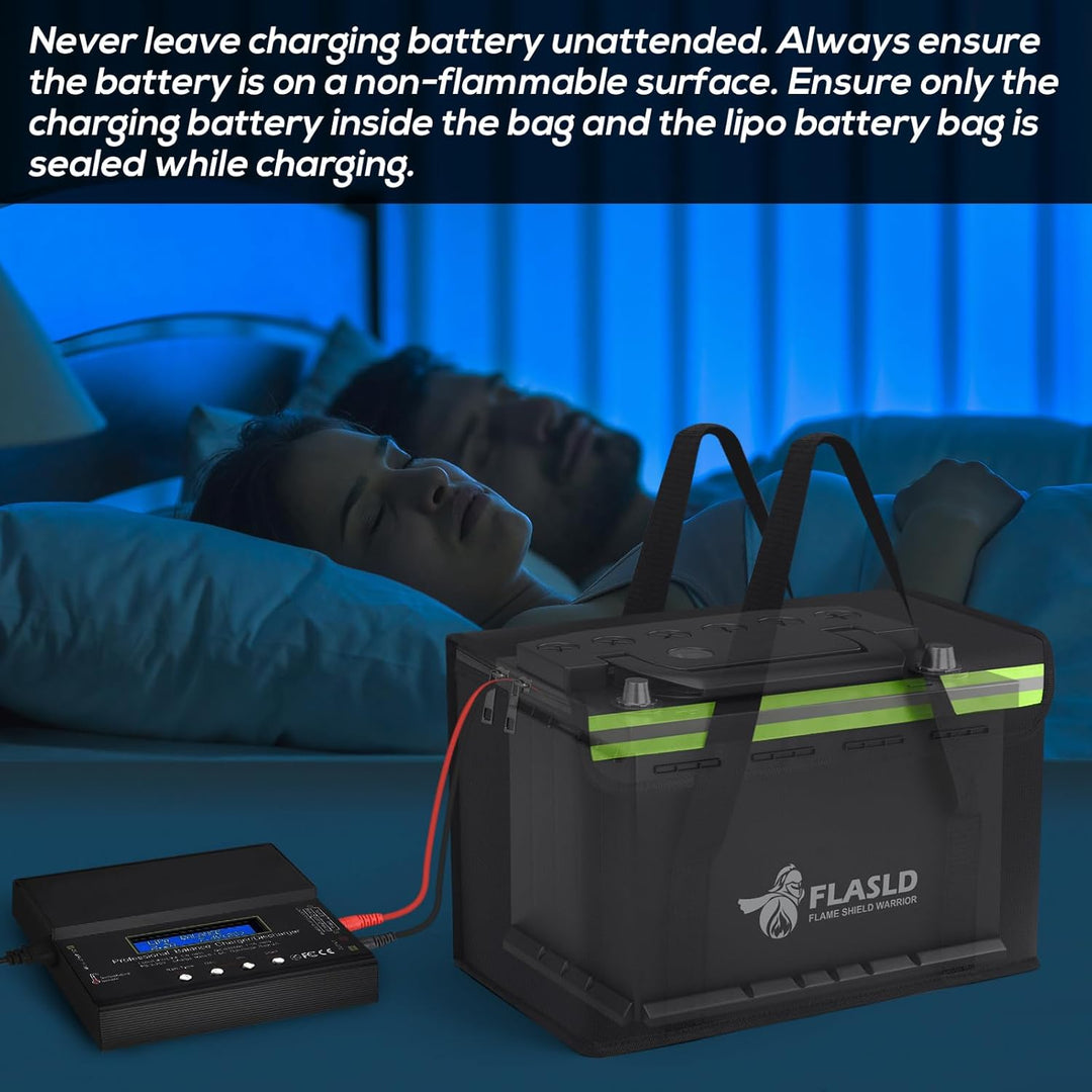FLASLD Grosse feuerfeste Lipo Tasche für Lithium-Batterieaufbewahrung und Ladegerät, 355 x 198 x 240