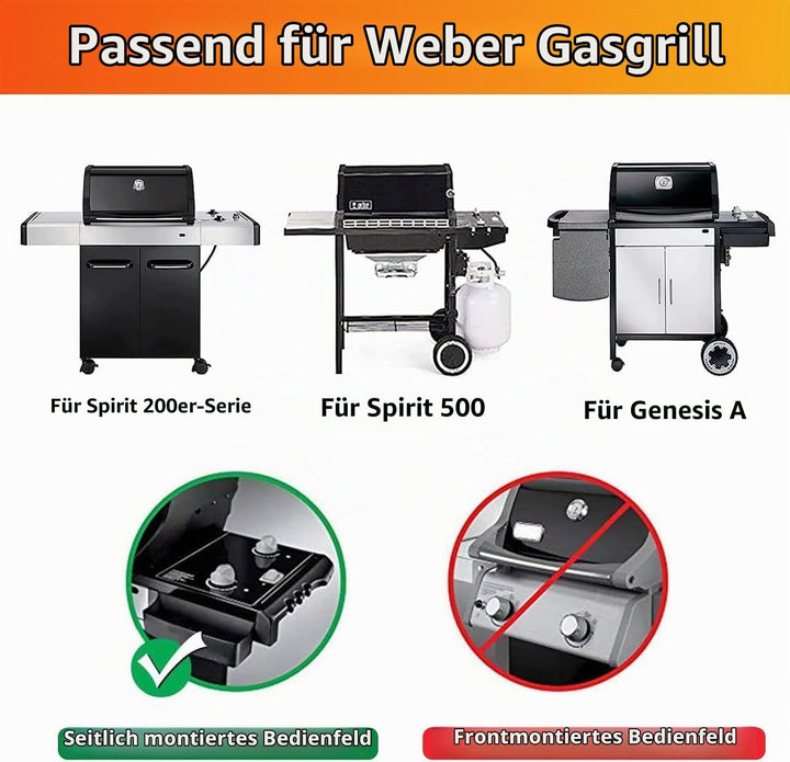 GRISUN 38cm x 28.6cm Grillroste für Weber Spirit 200 Serie mit Seitenbedienfeld, für Spirit E210, fü