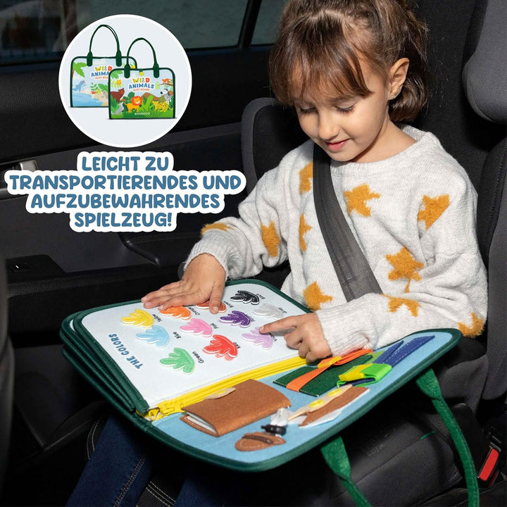 BONNYCO Montessori Busy Board aus Filz Pädagogisches Montessori Spielzeug, Activity Board Baby Motor