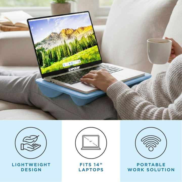 LAPGEAR Kompakter Schossschreibtisch – Alaskan Blue – passend für Laptops bis zu 38,1 cm (15 Zoll) –