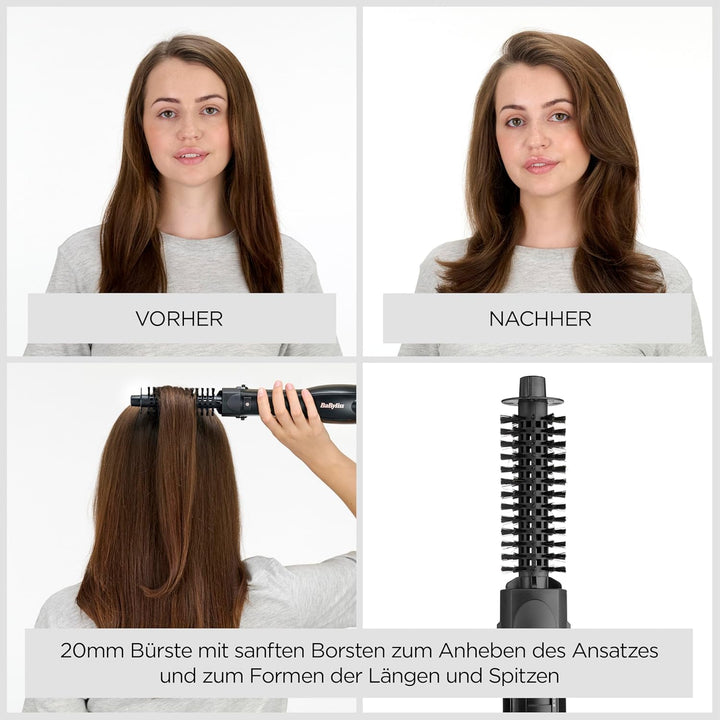 BaByliss Smooth Finish 1200 – 4‑in‑1 Warmluftbürste zum Trocknen, Formen, Glätten & Volumenstyling,