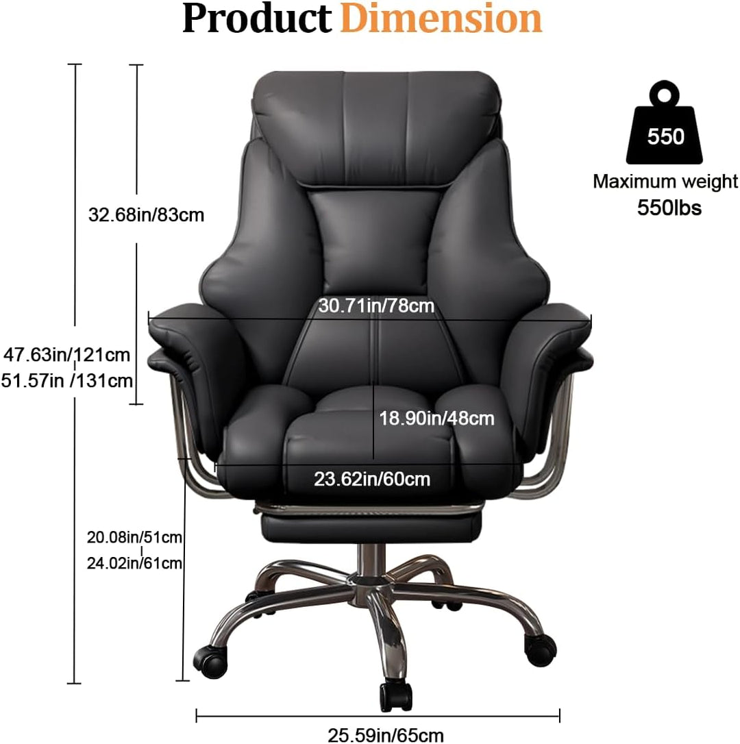 Bürostuhl mit Fussstütze & Lendenwirbelstütze – Ergonomischer Gaming-Stuhl mit höhenverstellbarem Ko