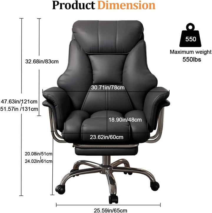 Bürostuhl mit Fussstütze & Lendenwirbelstütze – Ergonomischer Gaming-Stuhl mit höhenverstellbarem Ko