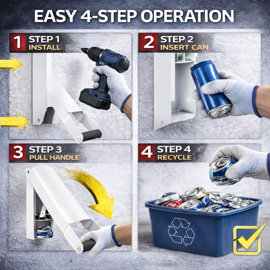 Dosenpresse zur Wandmontage, Weiss – robuste Dosenpresse zum Recycling von Verdichter für Seltzer So