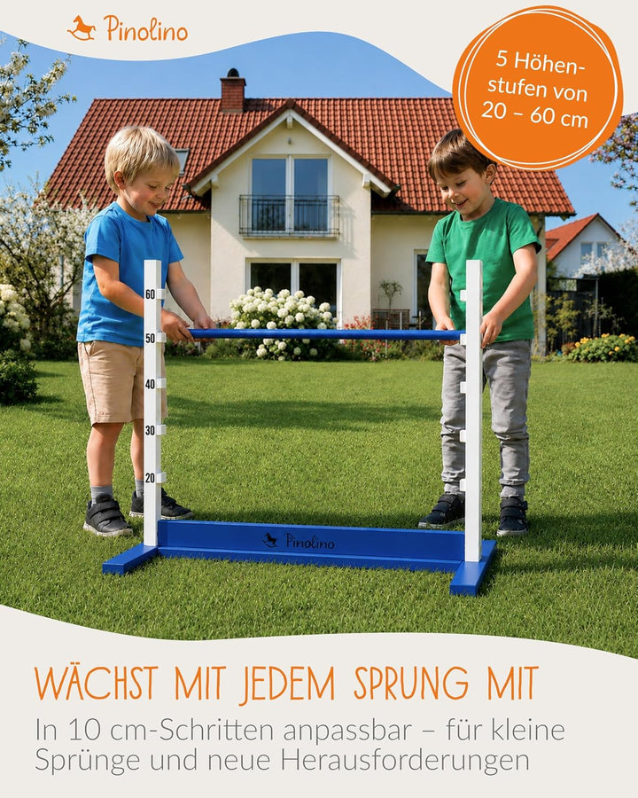 PINOLINO Hindernishürde Hoppe, Weiss/Blau, 1 Stück, Koordinationstraining – Ideal für Steckenpferd-R