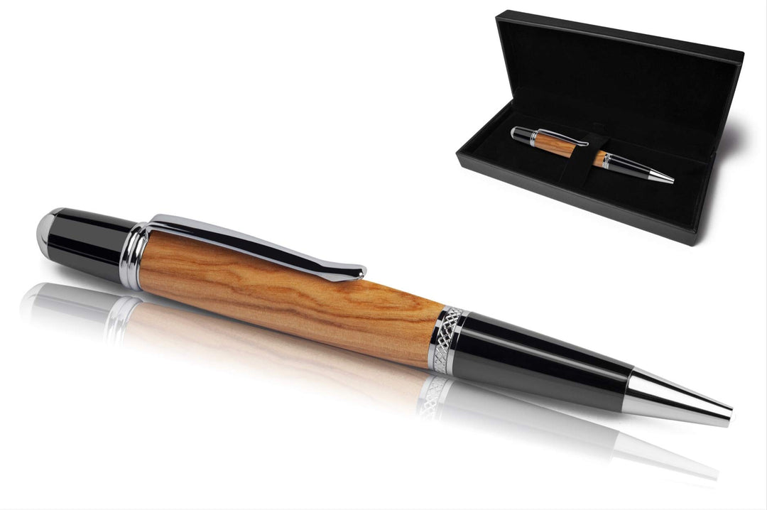 Handgefertigter Kugelschreiber aus Echtholz | Hochwertiges Geschenkset mit Etui | Business Geschenk