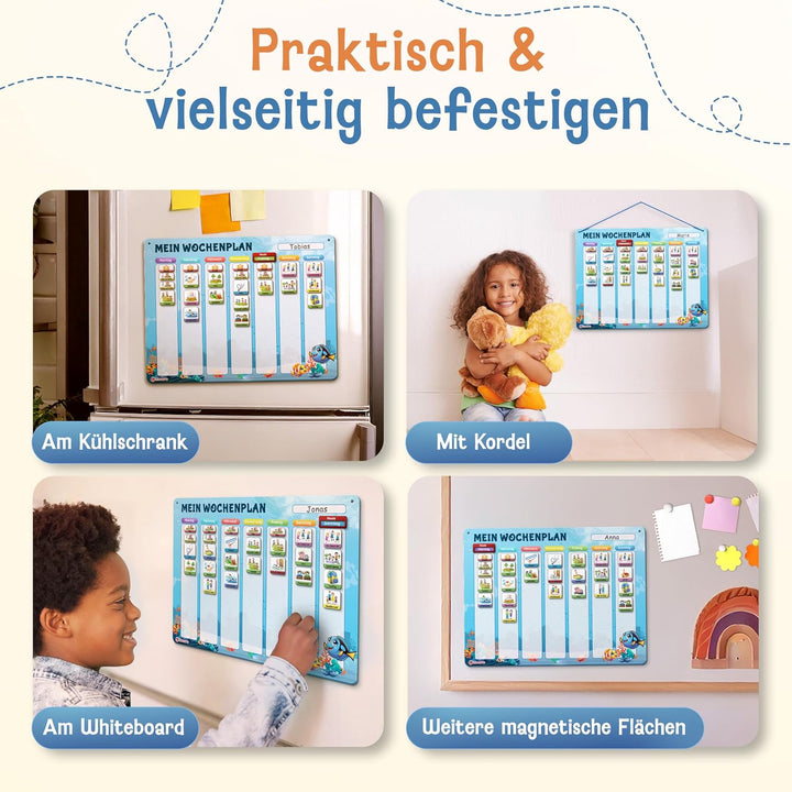 LIKARTO Wochenplaner Kinder – [DAS ORIGINAL] – Montessori Aufgabenplaner & Magnettafel – individuell