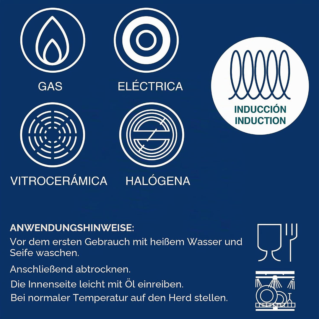 Quttin New Caesar Professioneller Kochtopf für Induktion, Küche und Backofen, mittelgrosser Kochtopf