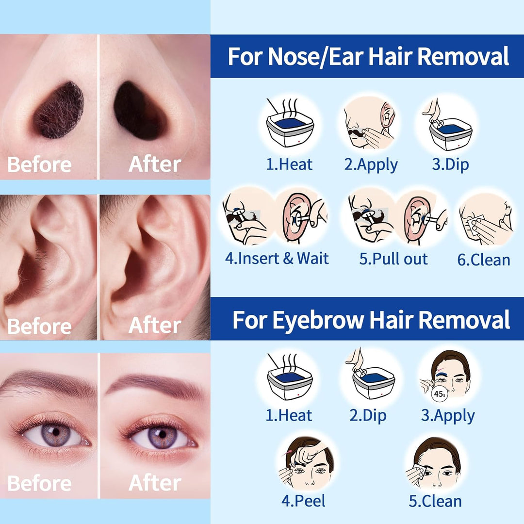 Beauty7 Nose Wax Kits Nasen Waxing Set Nasen- und Ohrenhaarentfernung Mini Wachswärmer Nasenwachs Se
