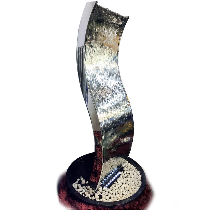 KÖHKO® Wasserwand „Otter“ mit LED-Beleuchtung aus Edelstahl 23002 Springbrunnen Wasserspiel S-wasser
