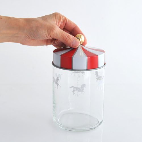 Alessi Circus MW30/100 - Design Hermetisches Glas, aus Seiden-Screened-Glas mit Beilbanddeckel, 100