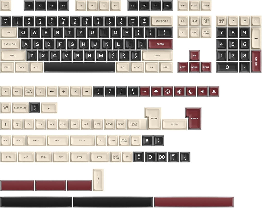 SOLIDEE 150 Tastenkappen 60 Prozent 150 Tasten Double Shot PBT Custom Gaming Keycaps ASA-Profil für