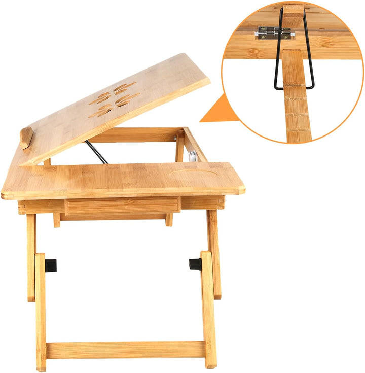 Lapdesk Laptop-Tablett aus Bambus, verstellbarer Winkel, höhenverstellbar, zusammenklappbar (DW38154