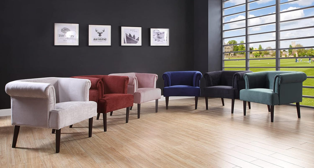 Atlantic Home Collection Sessel CHARLIE, Samt, Armlehnenstuhl mit Massivholzfüssen, Rosa, 74 x 86x 7