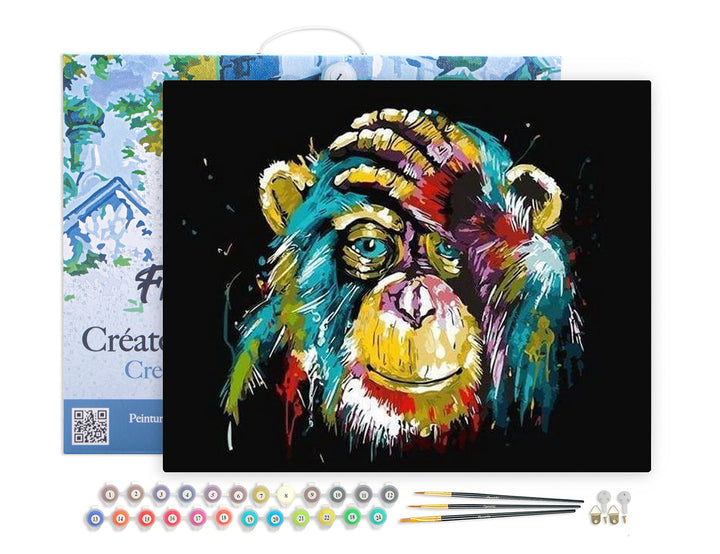 Figured'Art Malen Nach Zahlen Erwachsene Mit Rahmen Pop Art Pavian - Paint by Numbers Basteln DIY Ba