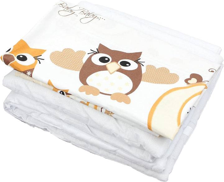TupTam Unisex Baby Wiegenset 4-teilig Bettwäsche-Set: Bettdecke und Kopfkissen mit Bezug, Farbe: Eul